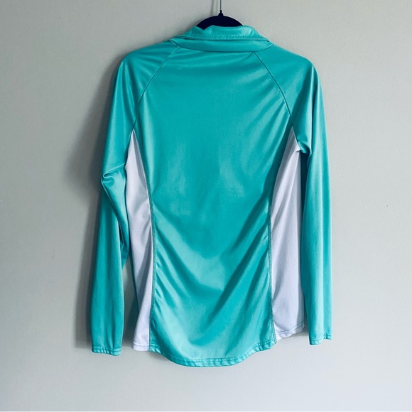 Women's Turquoise Quarter Zip Long Sleeve Pullover Athletic Top Size Large - Picture 3 of 5